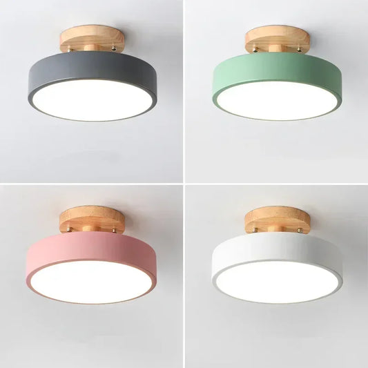 Nordic Entrance Hallway Ceiling Lamps Balcony Wood Round Cloakroom Dining Room Study Bedroom Light Bathroom Industrial Lighting
