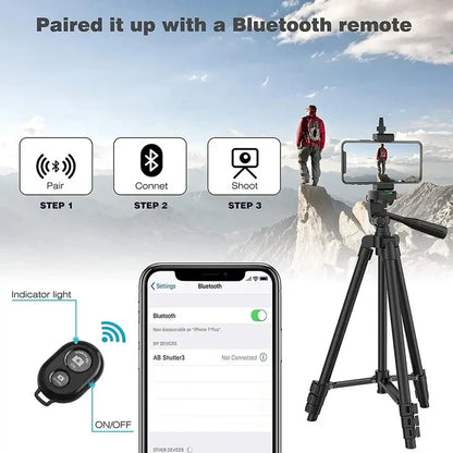 Bluetooth Remote Control Phone Tripod Stand Portable Lightweight Camera Tripod for Stable Video Photography and Mobile Holder