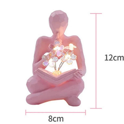 Desktop Thinker Sculpture Ornament Abstract Figure Tulip Book Lamp