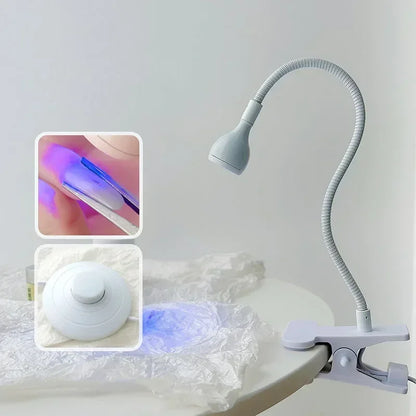 UV LED Nail Lamp 5W Nail Drying Lamp Adjustable Head Design Desktop Clip-On Nail Curing Lamp with Foot Switch