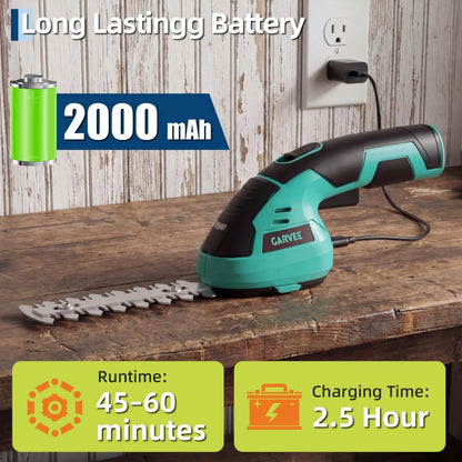 Versatile Wireless 2-in-1 Grass Shear & Shrub Trimmer - 7.2V Rechargeable Handheld Electric Hedge Cutter - Type-C Charging