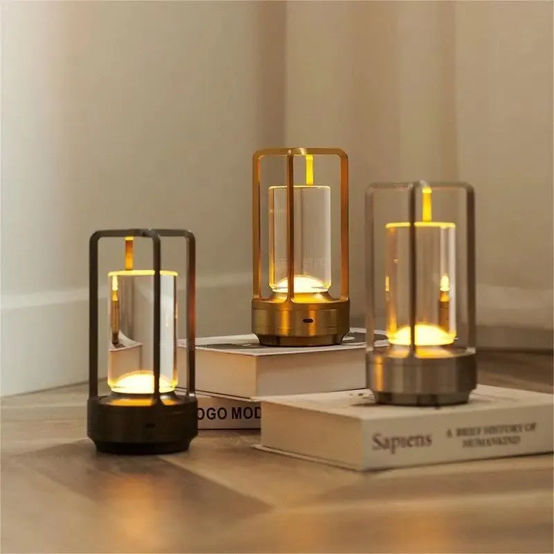 Rechargeable Wireless Table Lamp LED Touch Sensor Desktop Night Light Reading Lamp for Restaurant Hotel Bar Bedroom Decor Light