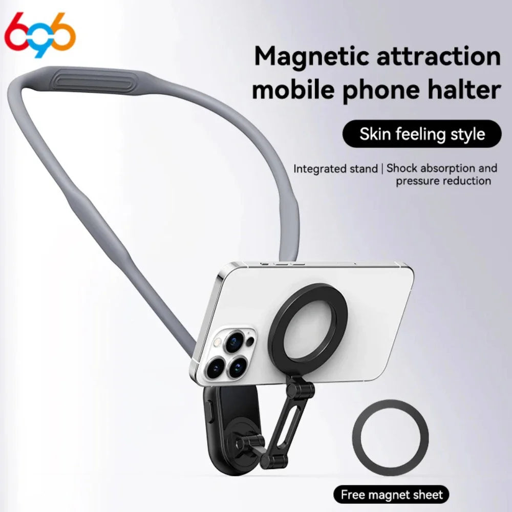 Portable Magnetic Neck Halter Mobile Phone Holder For IPhone 16 15 14 13 For Huawei For Samsung FOR Xiaomi Selfie Stand Bracket