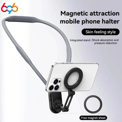 Portable Magnetic Neck Halter Mobile Phone Holder For IPhone 16 15 14 13 For Huawei For Samsung FOR Xiaomi Selfie Stand Bracket