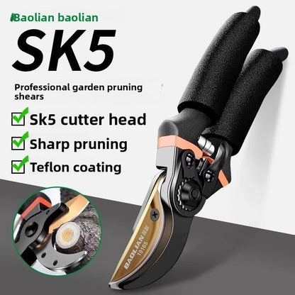 Baolian SK5 Strong Gardening Scissor with Teflon Coating, Effortless Trimming Tree Branch Special Multi functional Trimming Tool