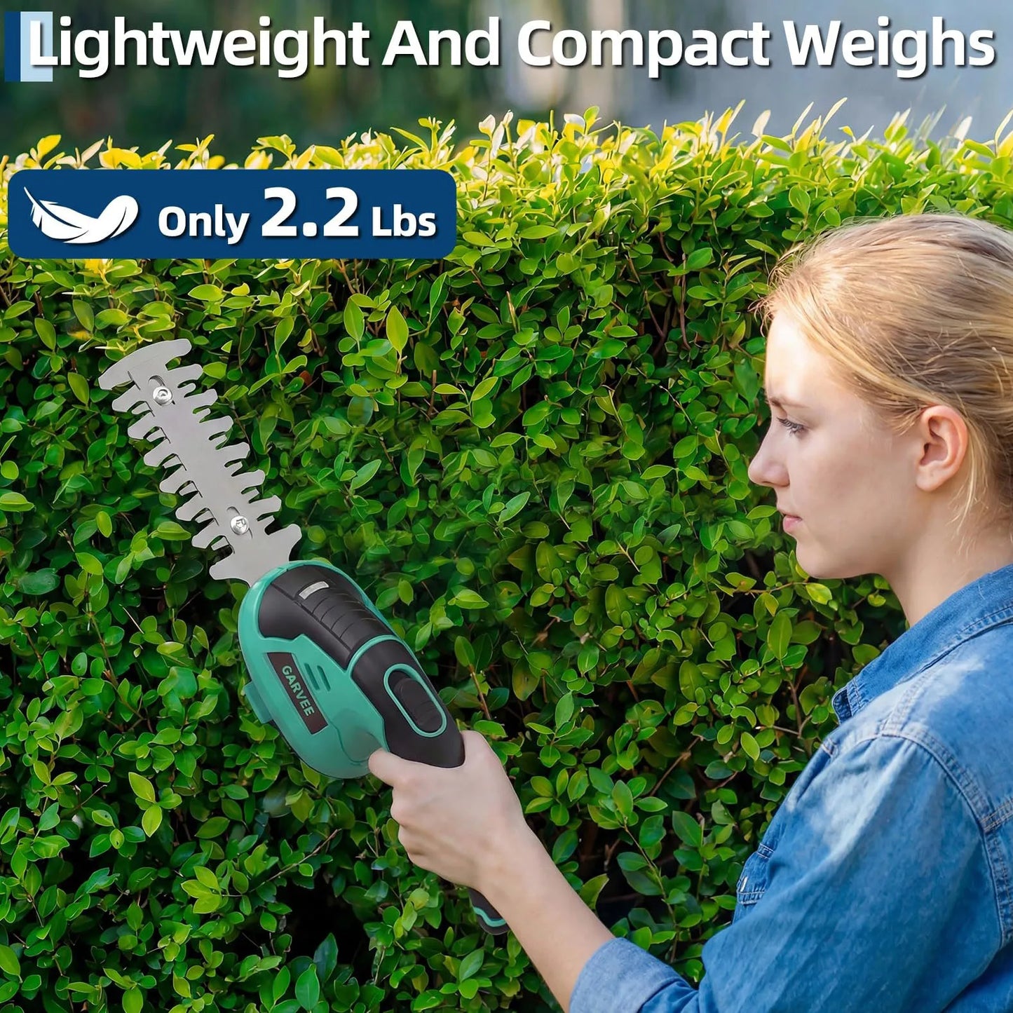 Versatile Wireless 2-in-1 Grass Shear & Shrub Trimmer - 7.2V Rechargeable Handheld Electric Hedge Cutter - Type-C Charging
