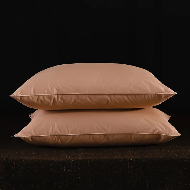 2pcs White Goose Down Feather Pillow for Sleeping Soft Bed Pillow with 100% Cotton Shell Standard Queen Size Back, Side Sleeper