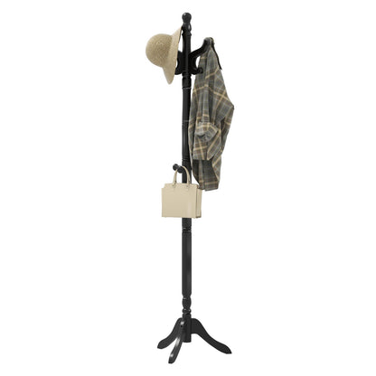 Solid Wood Hall Tree with 11 Hooks and 3 Height Options for Entryway