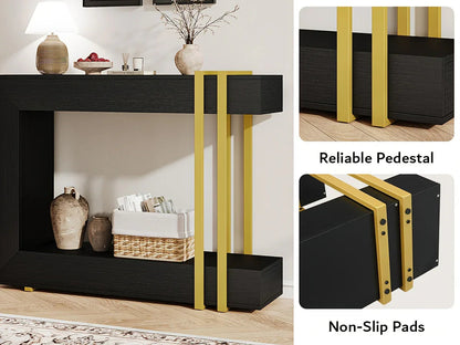 Valnase Modern 2-Tier Entry Entrance Table with Storage, Narrow Long Sofa Table Behind Couch.42.5 Inch L Console Table for Entyrway