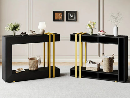 Valnase Modern 2-Tier Entry Entrance Table with Storage, Narrow Long Sofa Table Behind Couch.42.5 Inch L Console Table for Entyrway