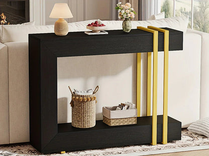 Valnase Modern 2-Tier Entry Entrance Table with Storage, Narrow Long Sofa Table Behind Couch.42.5 Inch L Console Table for Entyrway