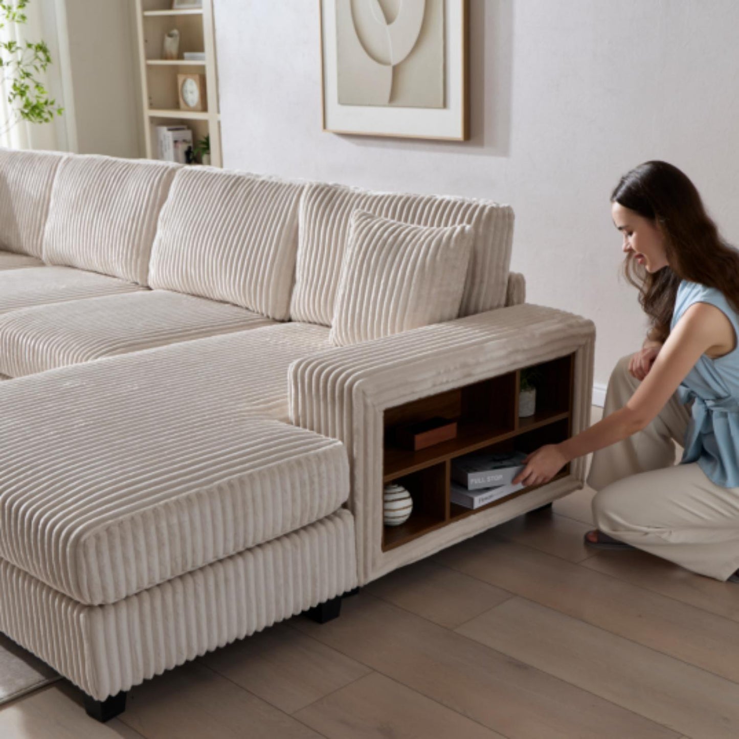 Convertible Sectional Sofa, Sleeper Oversized Living Room Lounge