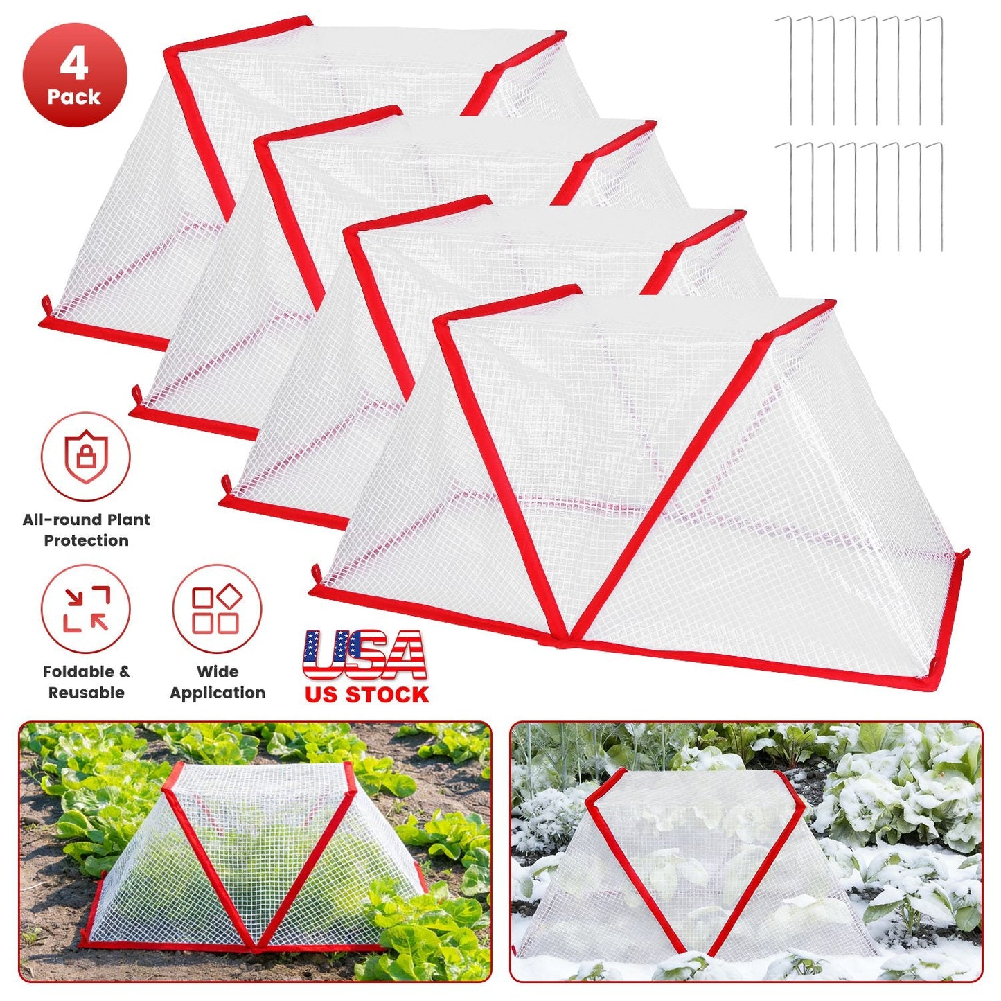 4Pack 31.50×12.99×13.39in Garden Row Accelerator Plants Covers Plant Net Cage Guard Greenhouse Covers Protect Seedling Fruit Vegetable Rows From Frost