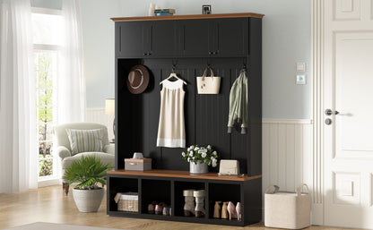 Vibe Haus 59''W Entryway Hall Tree with Bench and Storage