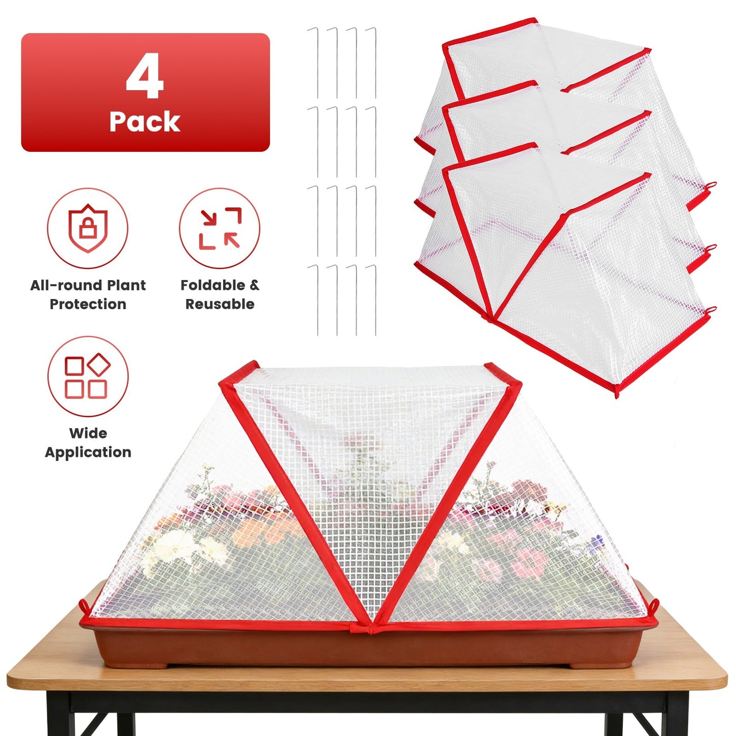 4Pack 31.50×12.99×13.39in Garden Row Accelerator Plants Covers Plant Net Cage Guard Greenhouse Covers Protect Seedling Fruit Vegetable Rows From Frost