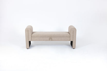 Storage Bench Oversized Velvet Oatmeal 60 In Extra-Long Entryway Mudroom