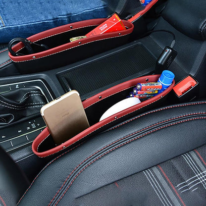 Car Organizer Storage Car Seat Slit Gap Pocket Multifunctional Driver Seat Catcher Cup Holder Car Accessories PU Leather Car Seat Gap Organizer Universal Fit Storage Pockets Adjust Set Car Seat Crevice Storage Box Helps Reduce Distracted Driving