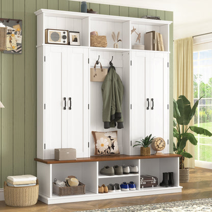 Vibe Haus 62.2''W Entryway Hall Tree with Bench and Storage