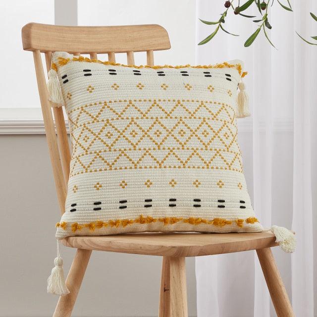 Cushion Cover Cotton Linen Pillowcase Tufted Beige Decorative Fashionable Cotton Hand-Woven Throw Pillow Covers Tufted  Pillow Covers  Bedroom Throw Pillow Cushion For Bed Home