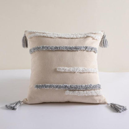Cushion Cover Cotton Linen Pillowcase Tufted Beige Decorative Fashionable Cotton Hand-Woven Throw Pillow Covers Tufted  Pillow Covers  Bedroom Throw Pillow Cushion For Bed Home