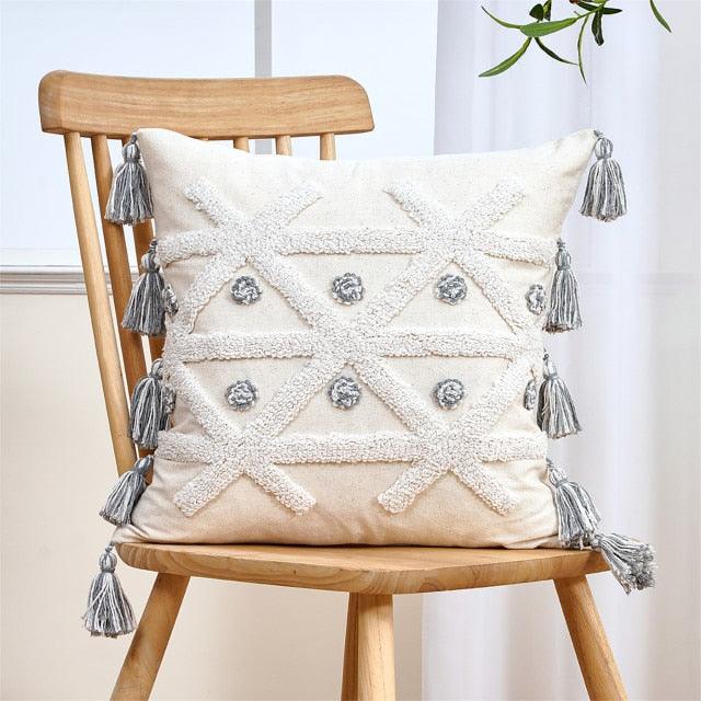 Cushion Cover Cotton Linen Pillowcase Tufted Beige Decorative Fashionable Cotton Hand-Woven Throw Pillow Covers Tufted  Pillow Covers  Bedroom Throw Pillow Cushion For Bed Home