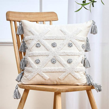 Cushion Cover Cotton Linen Pillowcase Tufted Beige Decorative Fashionable Cotton Hand-Woven Throw Pillow Covers Tufted  Pillow Covers  Bedroom Throw Pillow Cushion For Bed Home