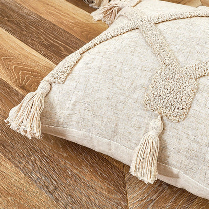 Cushion Cover Cotton Linen Pillowcase Tufted Beige Decorative Fashionable Cotton Hand-Woven Throw Pillow Covers Tufted  Pillow Covers  Bedroom Throw Pillow Cushion For Bed Home