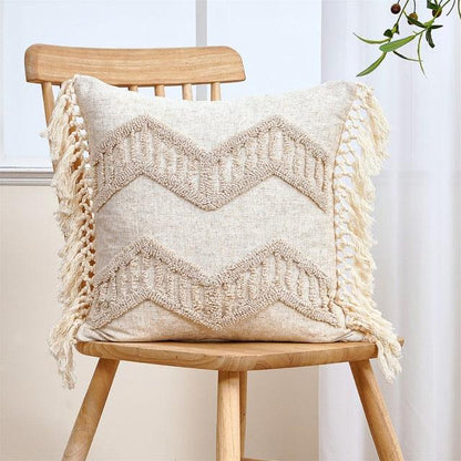 Cushion Cover Cotton Linen Pillowcase Tufted Beige Decorative Fashionable Cotton Hand-Woven Throw Pillow Covers Tufted  Pillow Covers  Bedroom Throw Pillow Cushion For Bed Home