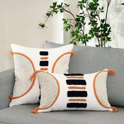Cushion Cover Cotton Linen Pillowcase Tufted Beige Decorative Fashionable Cotton Hand-Woven Throw Pillow Covers Tufted  Pillow Covers  Bedroom Throw Pillow Cushion For Bed Home