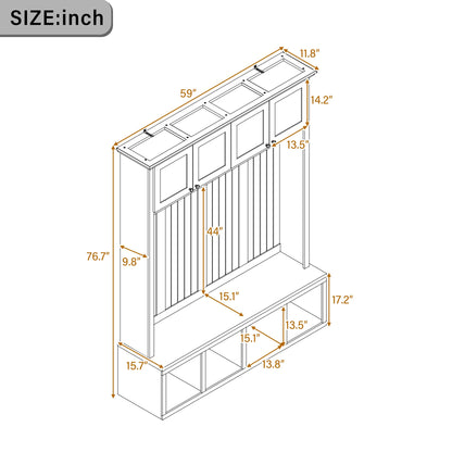 Vibe Haus 59''W Entryway Hall Tree with Bench and Storage