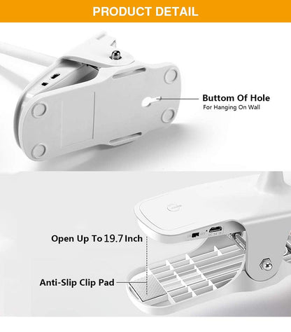 Desk Lamp Touch Clip Study Light Gooseneck Desktop USB Rechargeable Bedroom Lamp Bedside Bedside Desk Clip-on Table Lamp Decorative Table Lamp Cute Study Lamps for Bedroom Décor