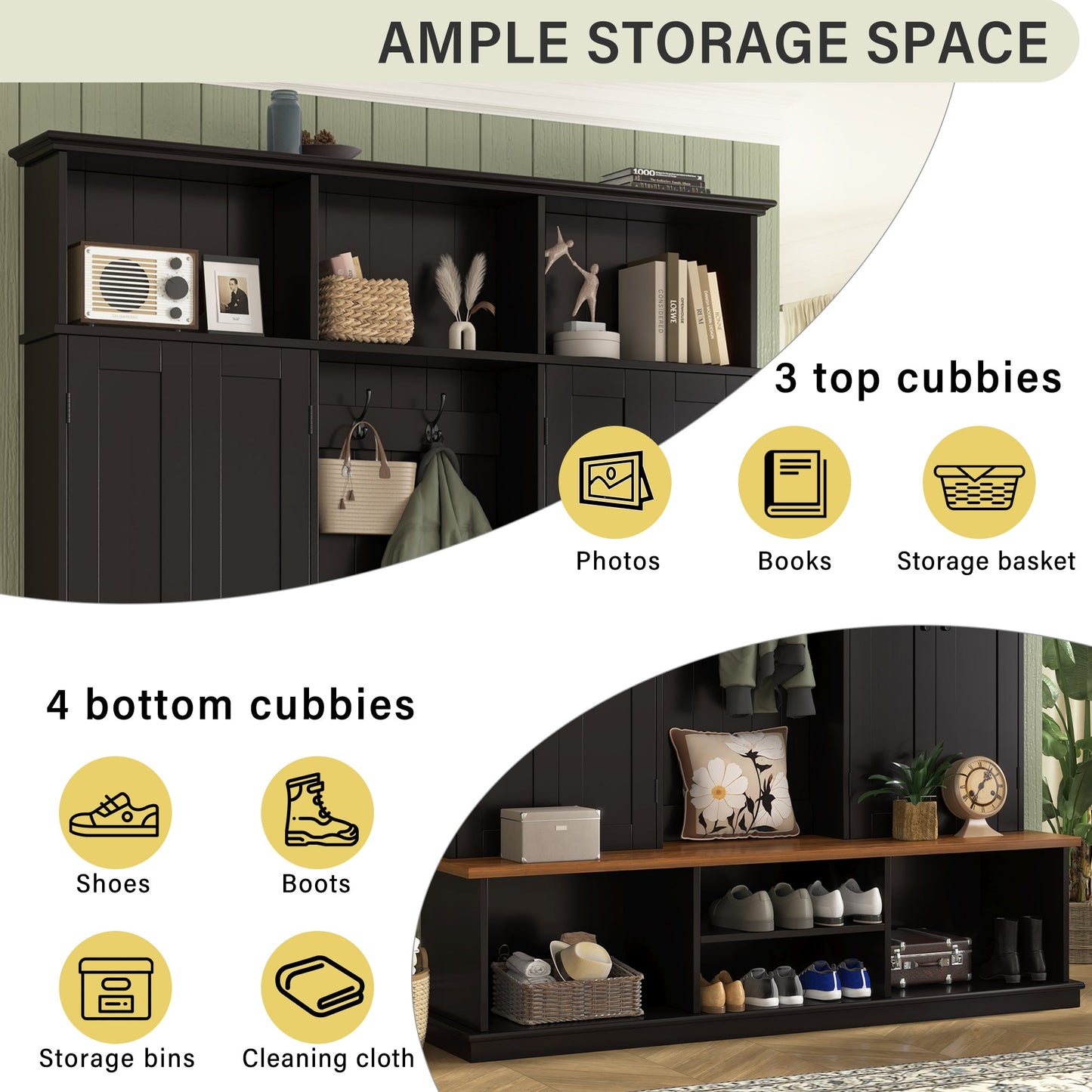 Vibe Haus 62.2''W Entryway Hall Tree with Bench and Storage