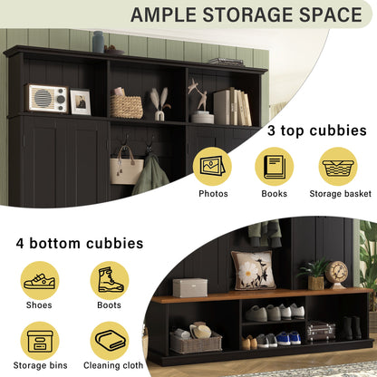 Vibe Haus 62.2''W Entryway Hall Tree with Bench and Storage