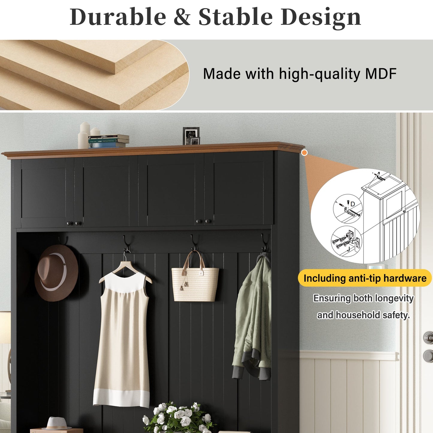 Vibe Haus 59''W Entryway Hall Tree with Bench and Storage