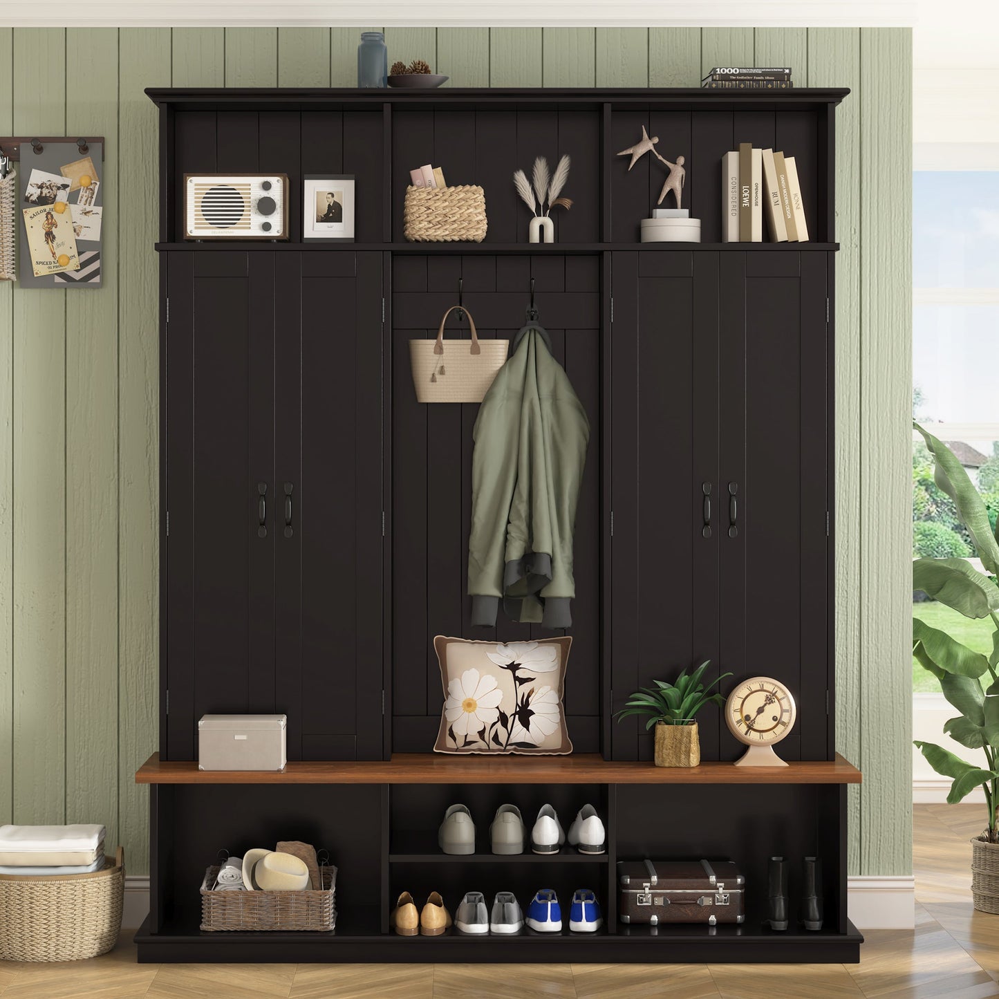 Vibe Haus 62.2''W Entryway Hall Tree with Bench and Storage