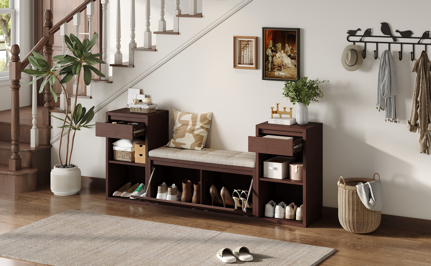 TREXM All-in-One Entryway Storage Bench
