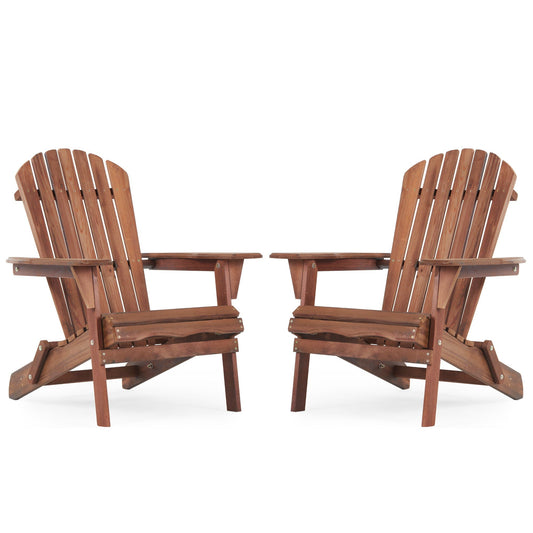 Lounge Patio Chair For Garden Outdoor Wooden Folding Adirondack Chair (Set of 2) Solid Cedar Wood Lounge Patio Chair For Garden