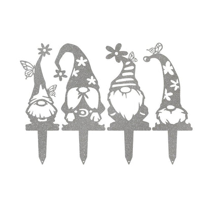 Garden Gnome Set - 4 Metal Yard Signs