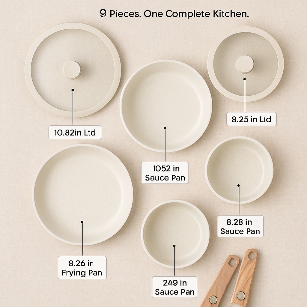 Nonstick Cookware Set with Detachable Handles