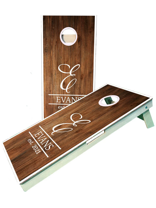 Custom Monogram Family Last Name/Est Cornhole Boards for Backyard/Wedding/Family Gift