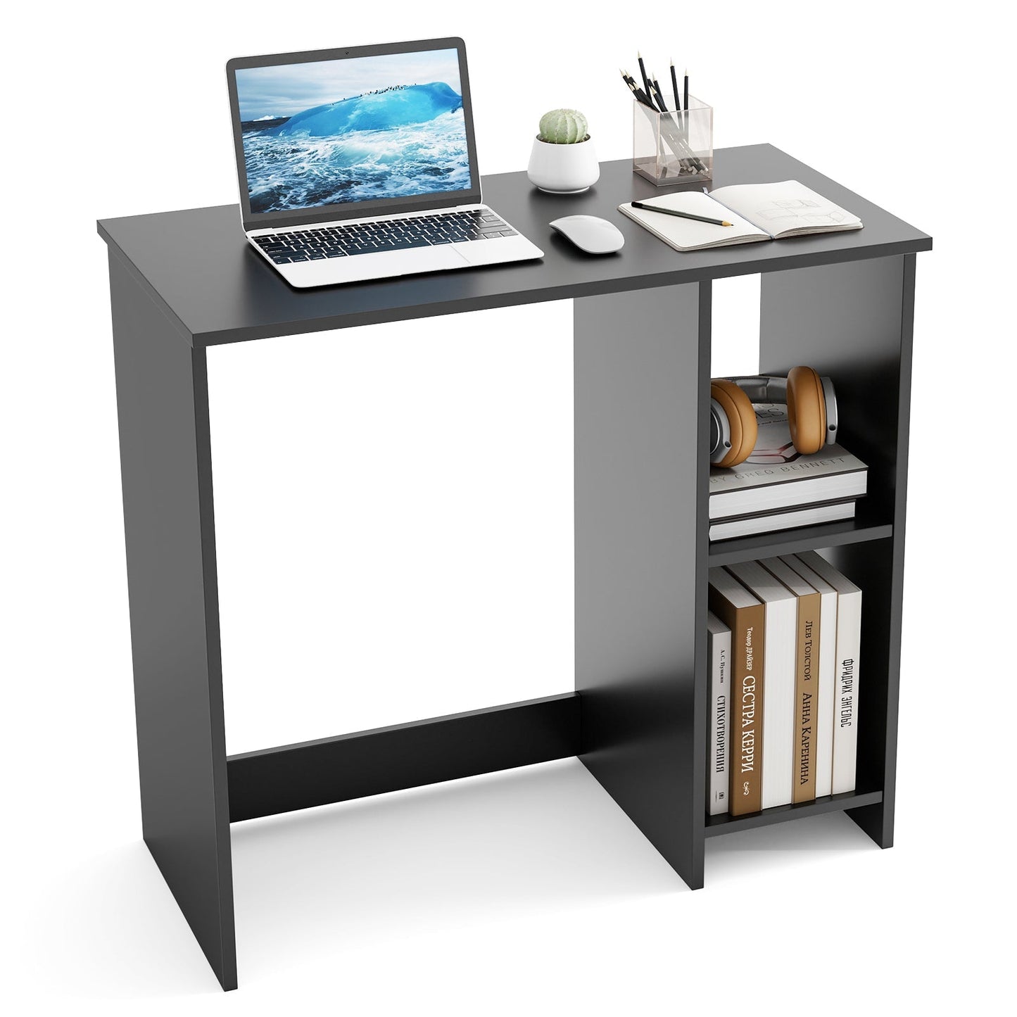31.5 Inch Modern Home Office Desk with 2 Compartments