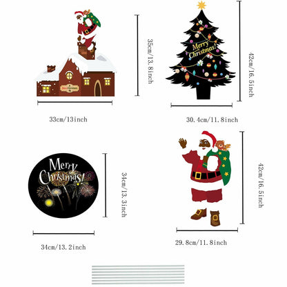 Christmas Yard Stakes Black Christmas Tree Santa Claus Outdoor Lawn Decor