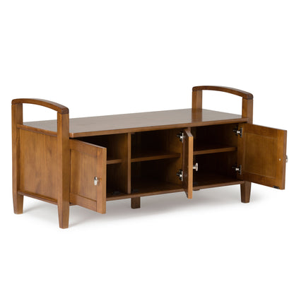 Warm Shaker 44" Wide Solid Wood Entryway Storage Bench