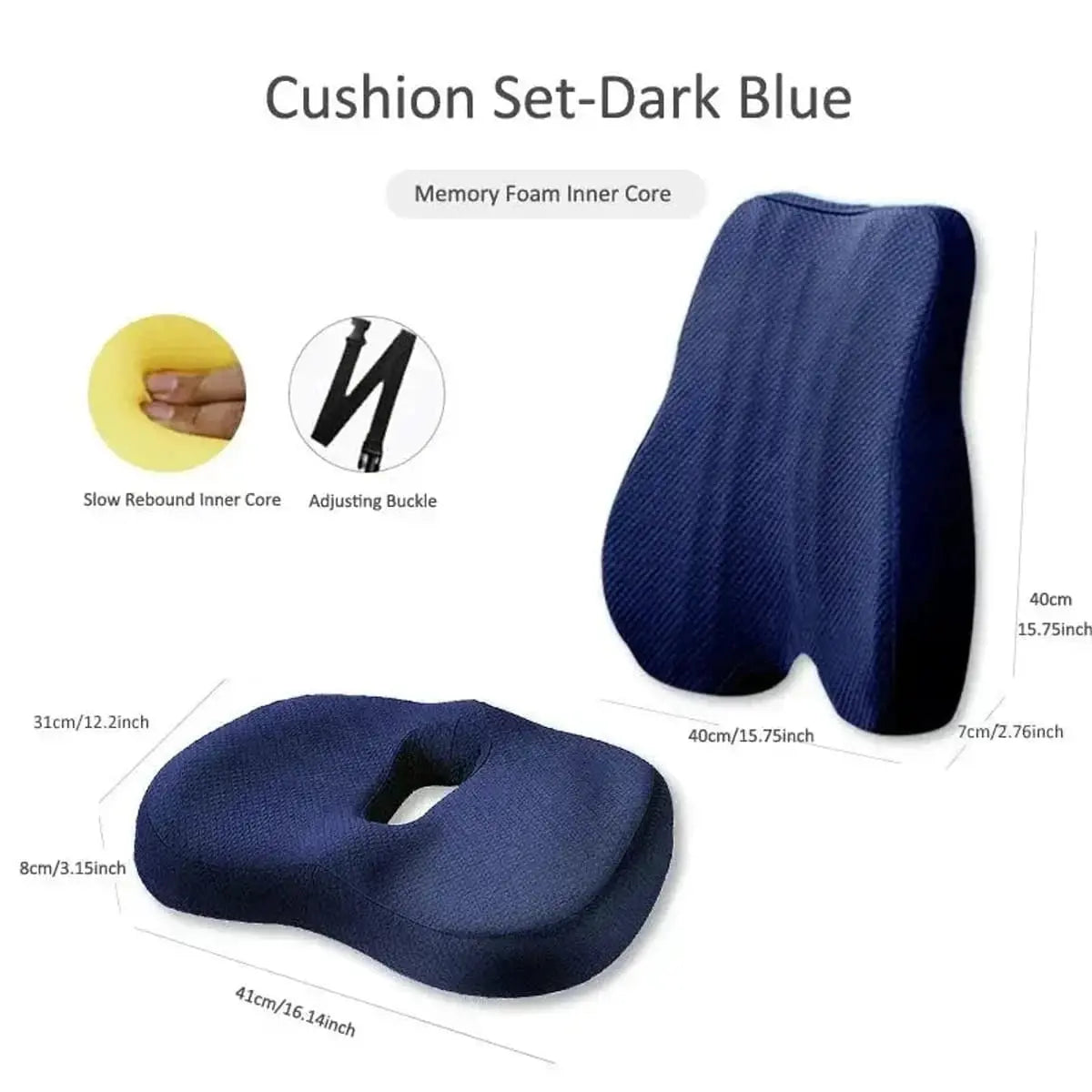 Ergonomic Memory Foam Seat Cushion For Office Chair Back