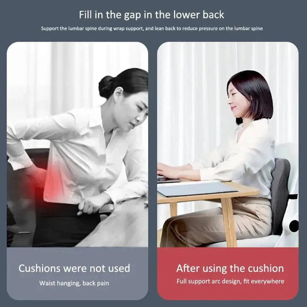 Ergonomic Memory Foam Seat Cushion For Office Chair Back