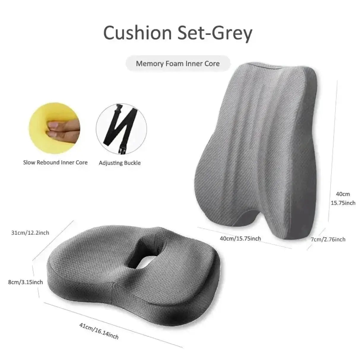 Ergonomic Memory Foam Seat Cushion For Office Chair Back
