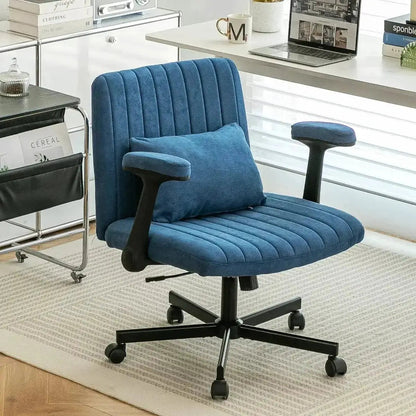 Blue Velvet Memory Foam Office Chair with Armrests