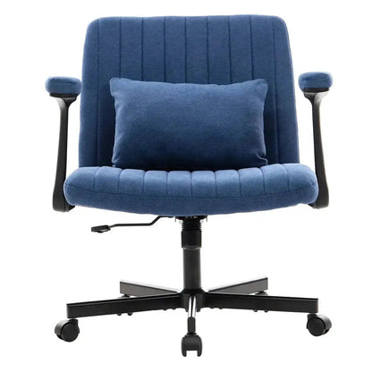 Blue Velvet Memory Foam Office Chair with Armrests