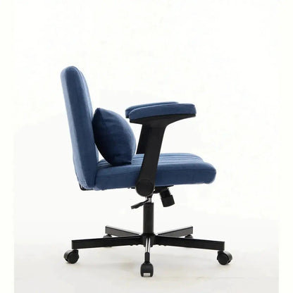 Blue Velvet Memory Foam Office Chair with Armrests