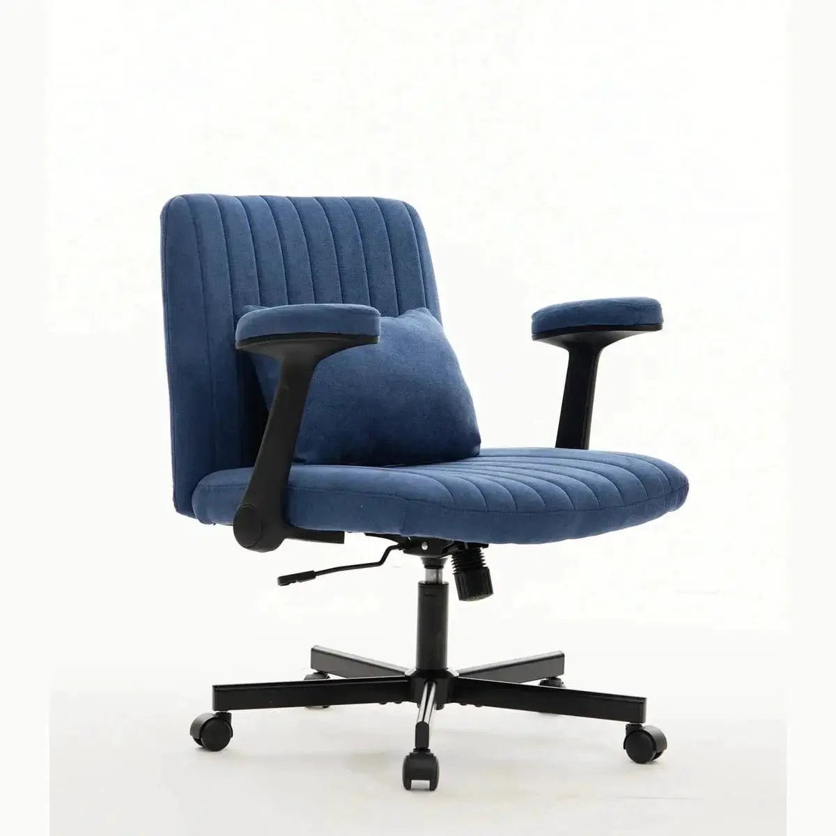 Blue Velvet Memory Foam Office Chair with Armrests